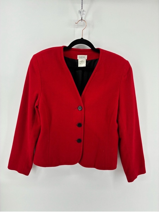 Vintage Jackets & Blazers - Vintage Wool & Cashmere Blend Classic Red Women's Blazer